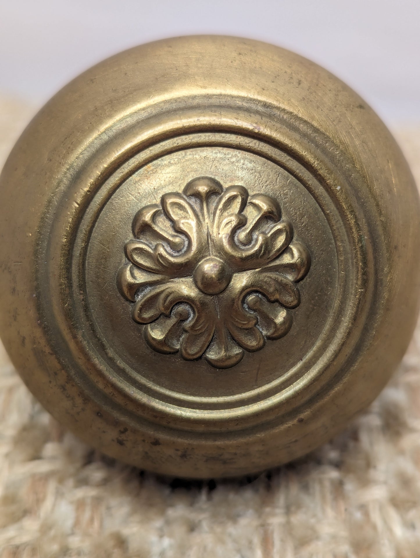 2 1/4" Antique Russell & Erwin "Roland" Decorative Brass Door Knob Circa 1909