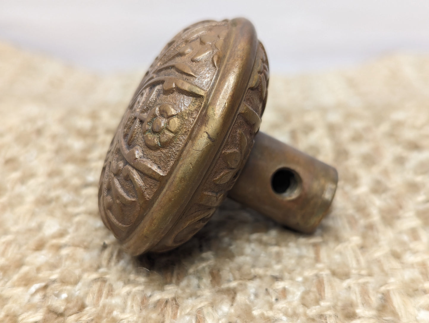 2 1/4" Antique Lockwood Decorative Cast Brass Door Knob Circa 1894