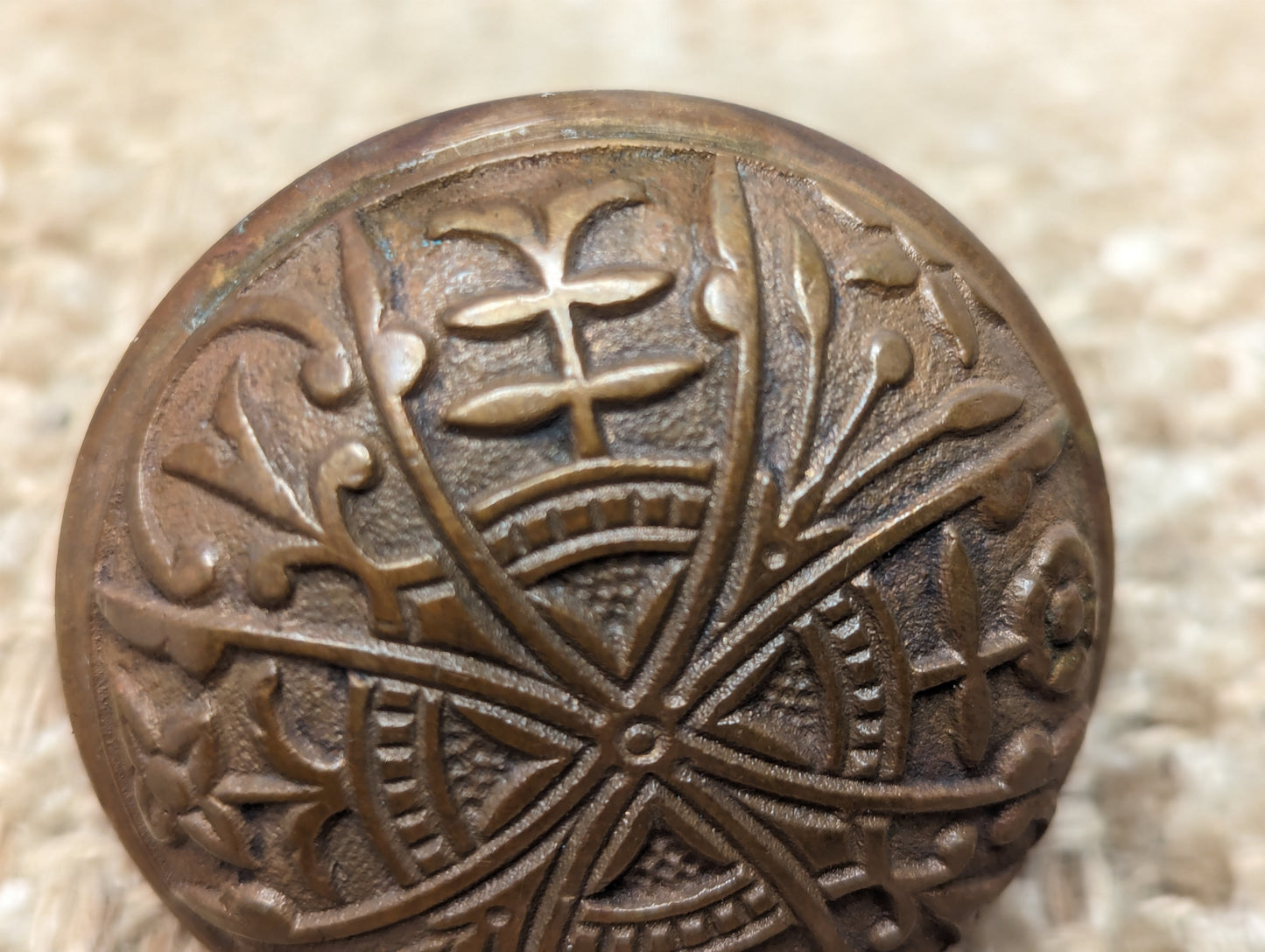 2 1/4" Antique Lockwood Decorative Cast Brass Door Knob Circa 1894