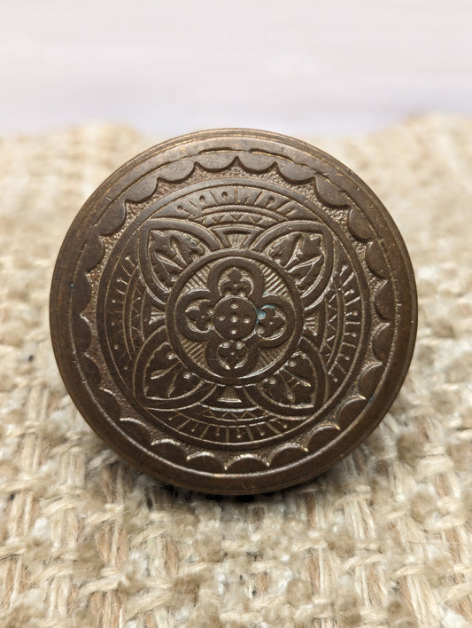 2 1/4" Antique Corbin Decorative Cast Brass Drum Door Knob Circa 1894