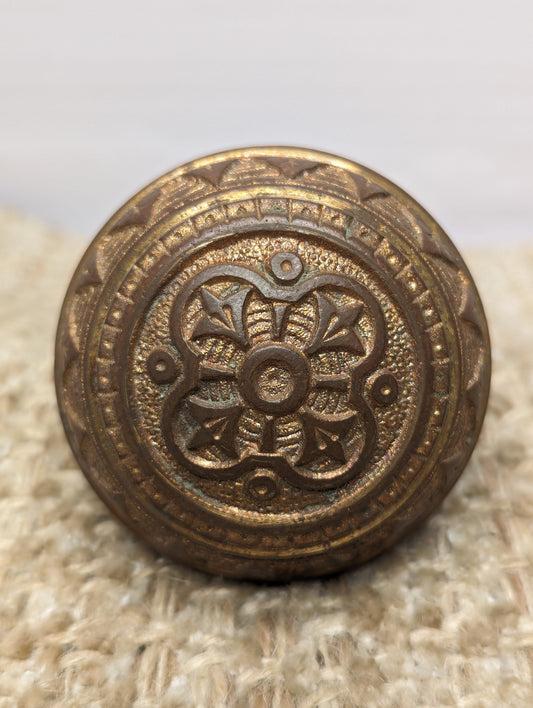 2 1/4" Antique Norwalk Decorative Cast Brass Door Knob Circa 1885