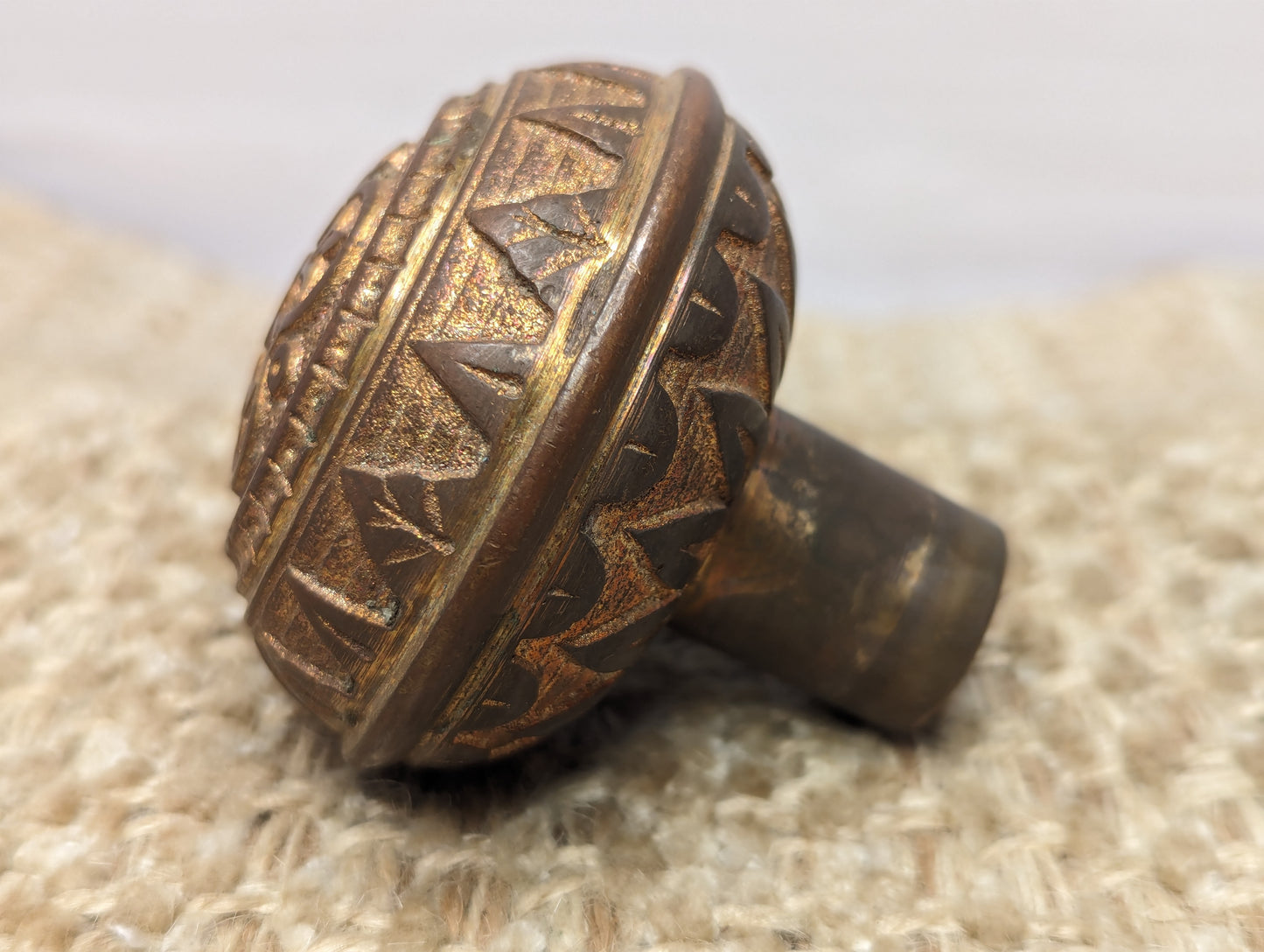 2 1/4" Antique Norwalk Decorative Cast Brass Door Knob Circa 1885