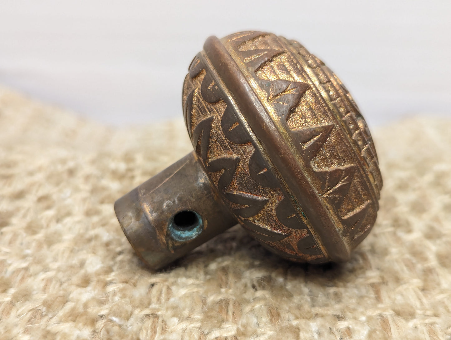 2 1/4" Antique Norwalk Decorative Cast Brass Door Knob Circa 1885