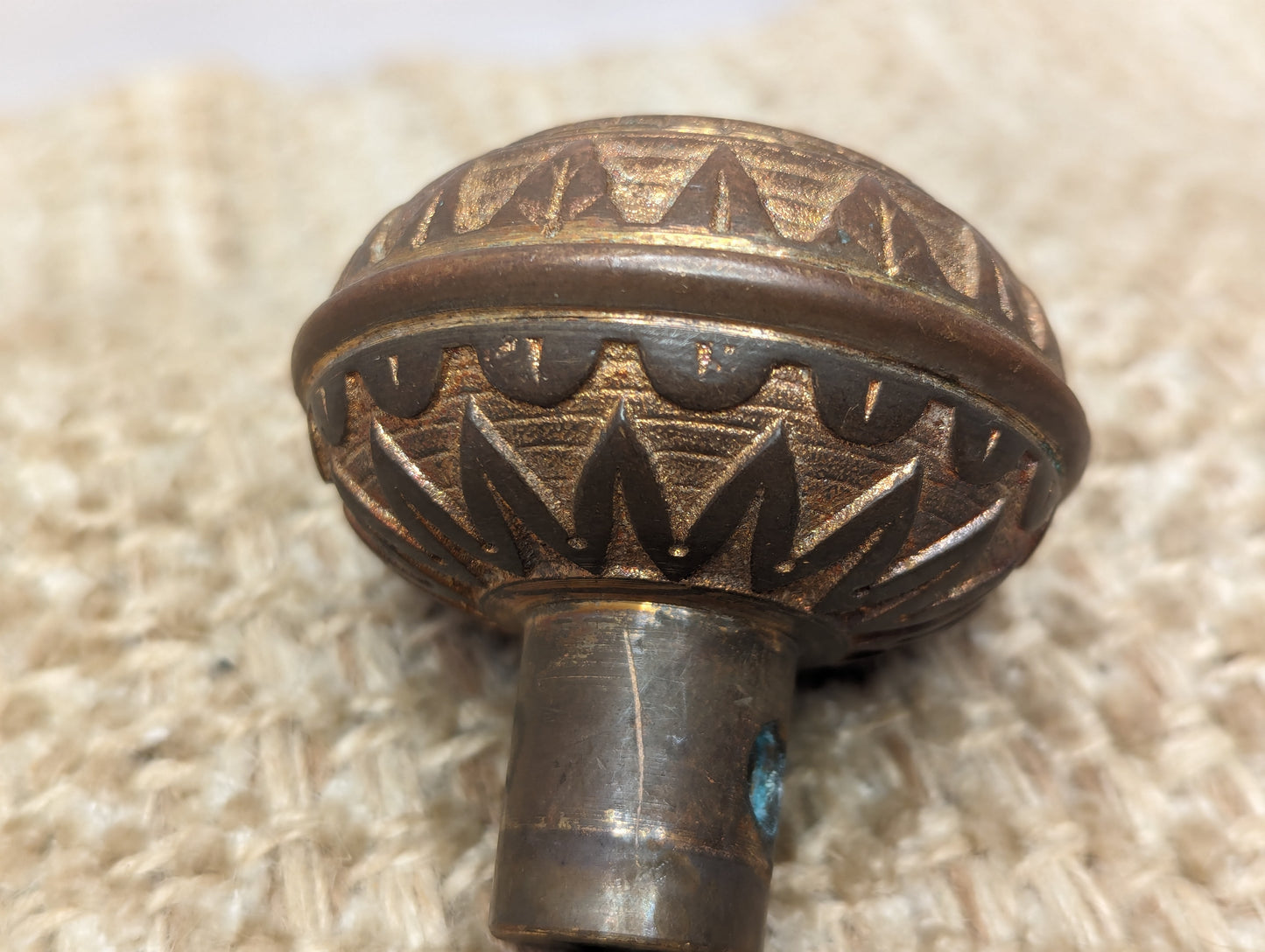 2 1/4" Antique Norwalk Decorative Cast Brass Door Knob Circa 1885