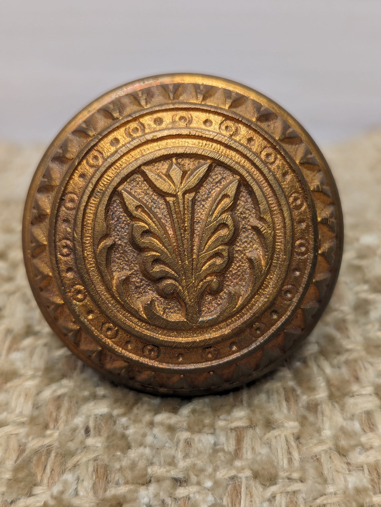 2 1/4" Antique Brittan, Graham & Mathes "Lotus" Decorative Cast Brass or Bronze Door Knob Circa 1890