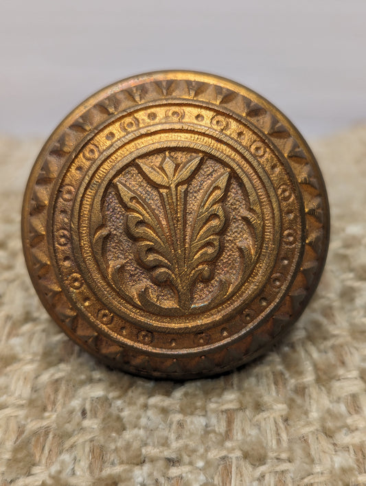 2 1/4" Antique Brittan, Graham & Mathes "Lotus" Decorative Cast Brass or Bronze Door Knob Circa 1890