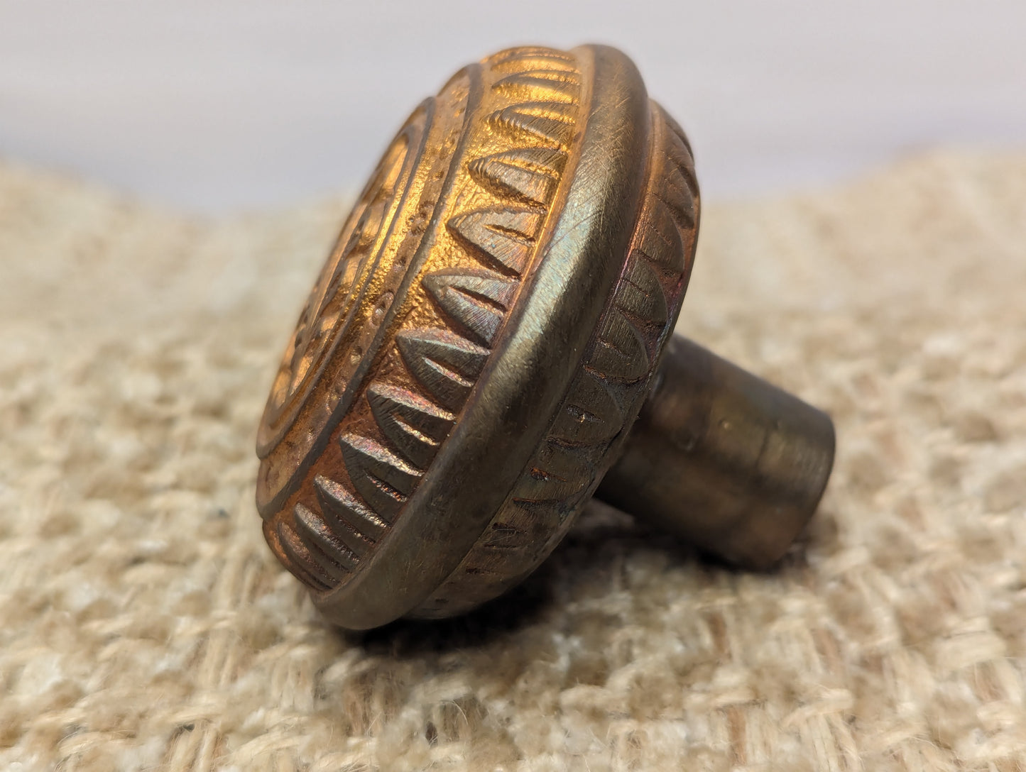 2 1/4" Antique Brittan, Graham & Mathes "Lotus" Decorative Cast Brass or Bronze Door Knob Circa 1890