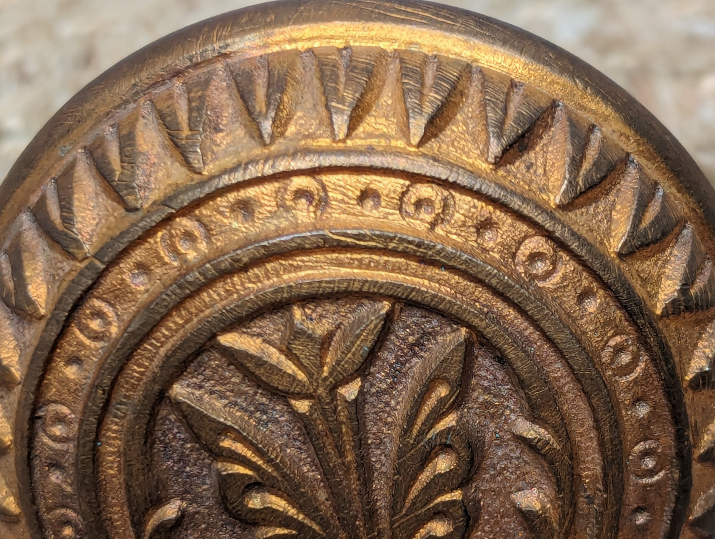 2 1/4" Antique Brittan, Graham & Mathes "Lotus" Decorative Cast Brass or Bronze Door Knob Circa 1890