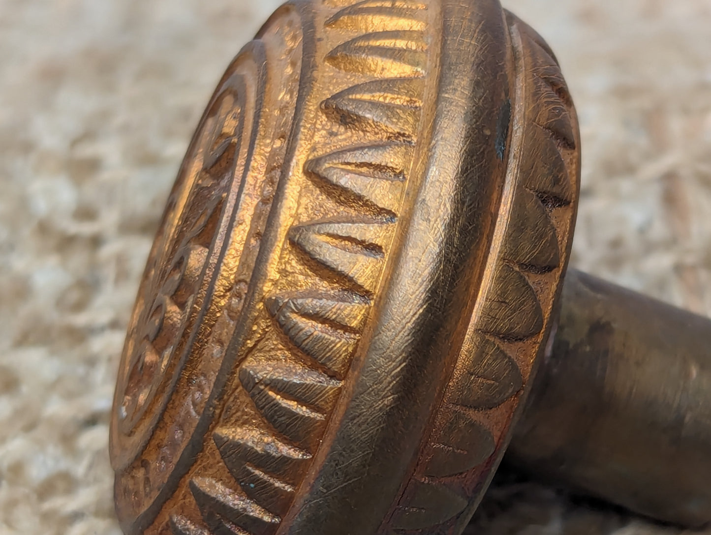 2 1/4" Antique Brittan, Graham & Mathes "Lotus" Decorative Cast Brass or Bronze Door Knob Circa 1890