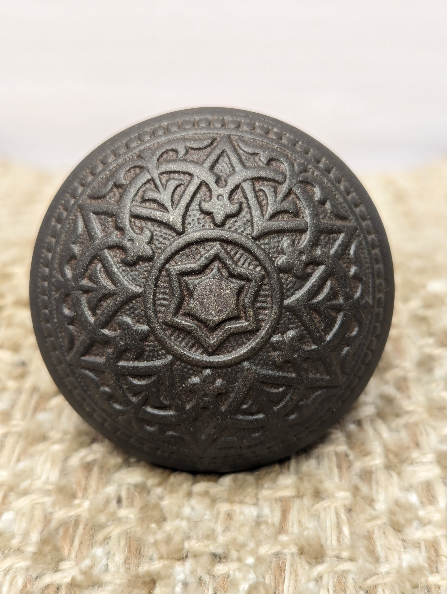 2 1/4" Antique Trenton Decorative Cast Iron Door Knob Circa 1887