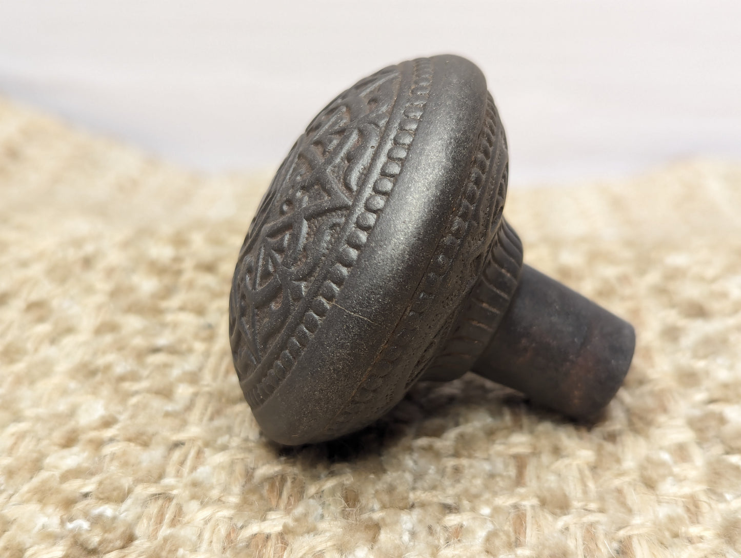 2 1/4" Antique Trenton Decorative Cast Iron Door Knob Circa 1887