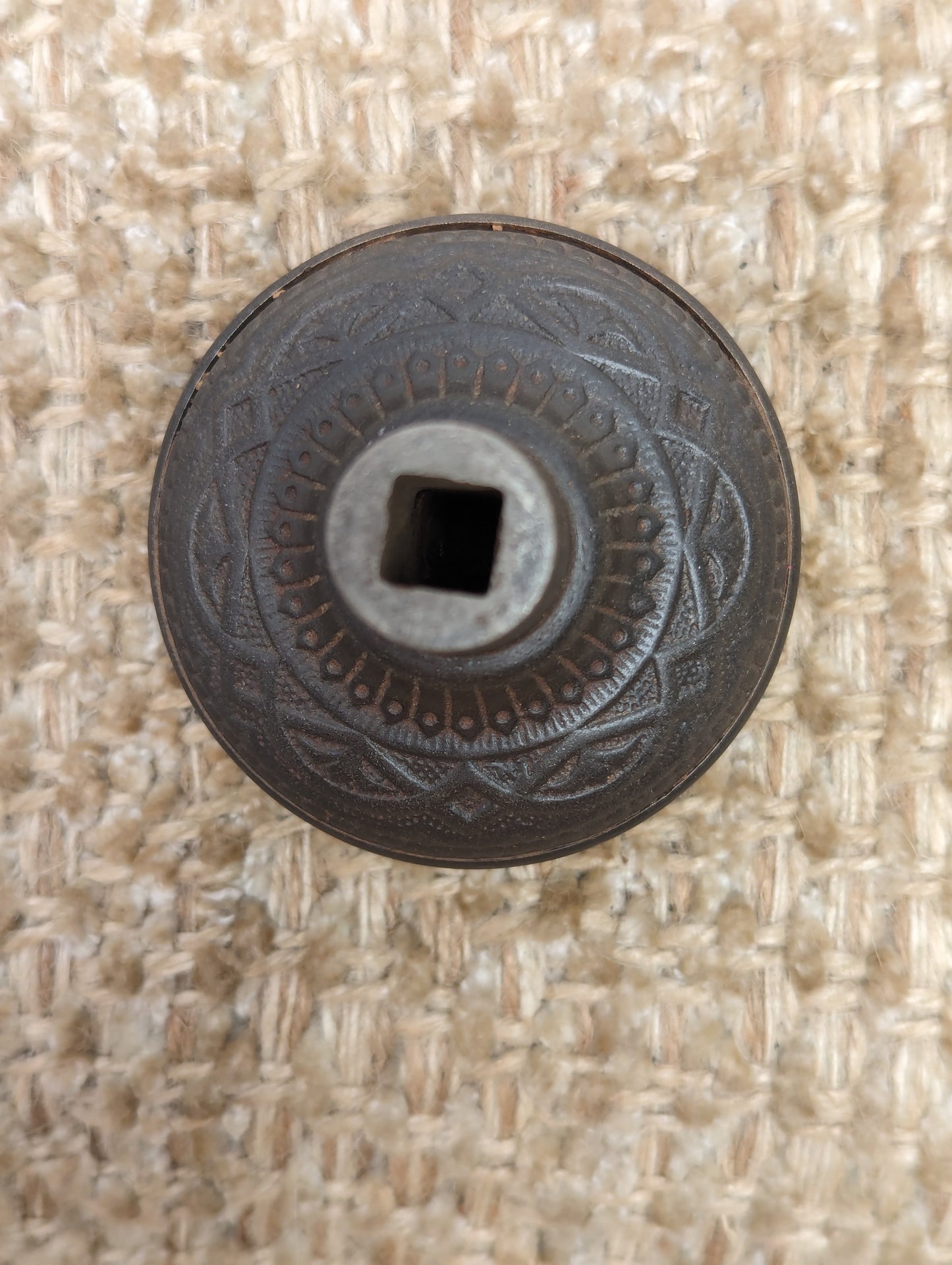 2 1/4" Antique Trenton Decorative Cast Iron Door Knob Circa 1887