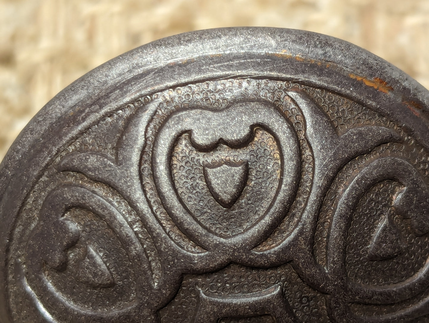 2 1/4" Antique Yale & Towne "Florian" Decorative Steel Door Knob Circa 1905