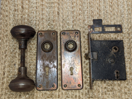 Antique Interior Mortise Lock, Steel Door Knobs, Door Knob Plates & Strike Plate