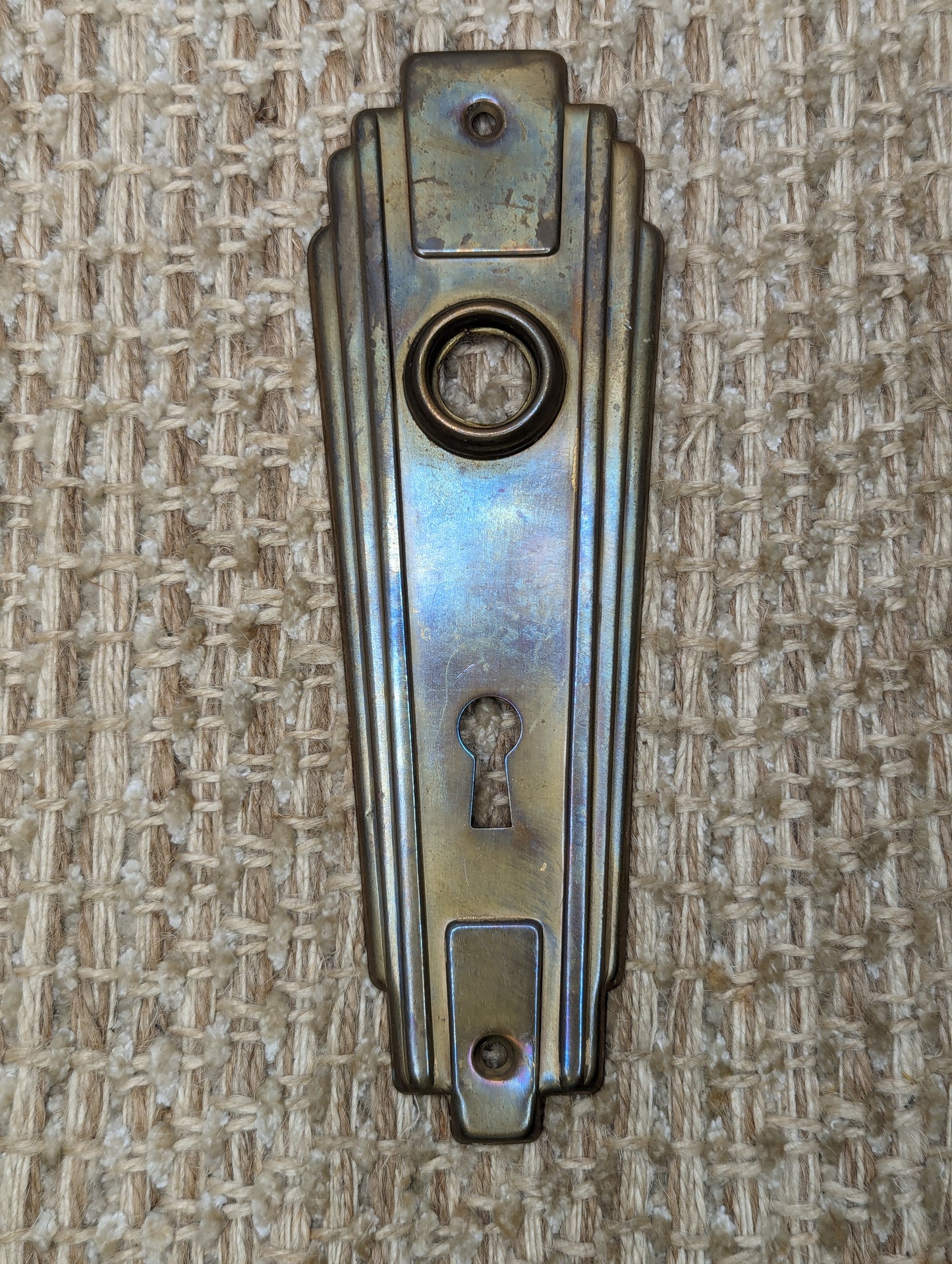 2 3/16" x 6 5/8" Antique Stamped Brass Door Knob Plate Hardware