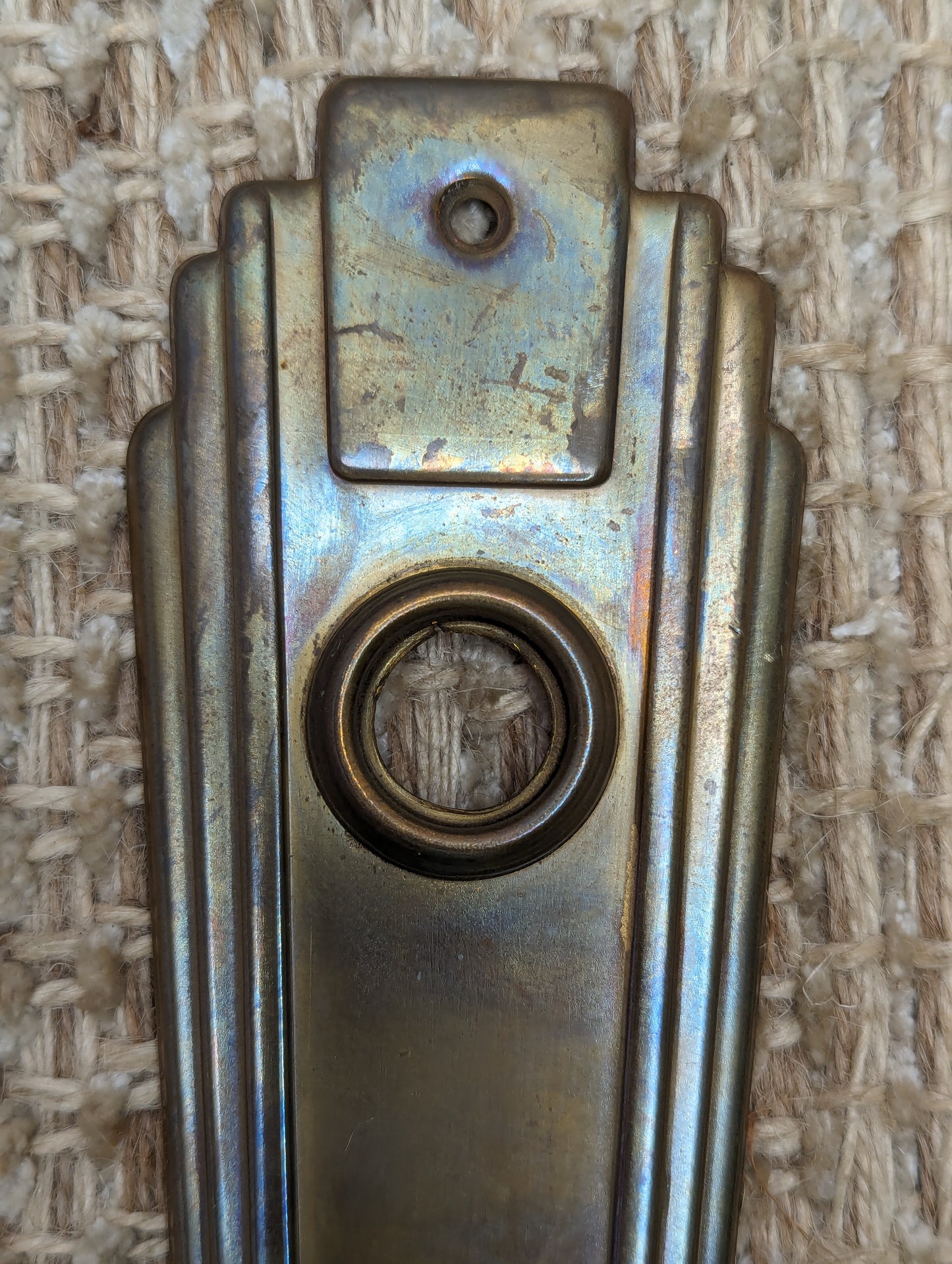 2 3/16" x 6 5/8" Antique Stamped Brass Door Knob Plate Hardware