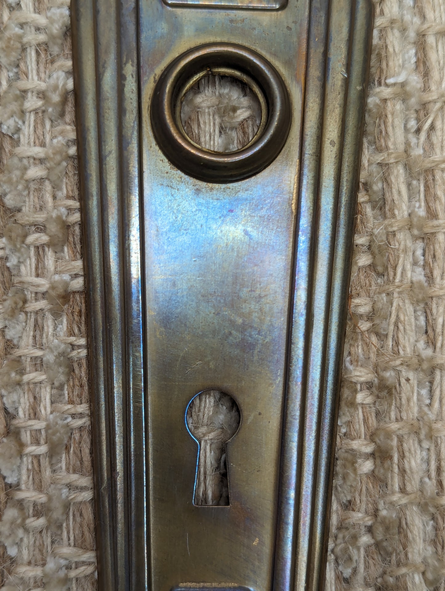 2 3/16" x 6 5/8" Antique Stamped Brass Door Knob Plate Hardware