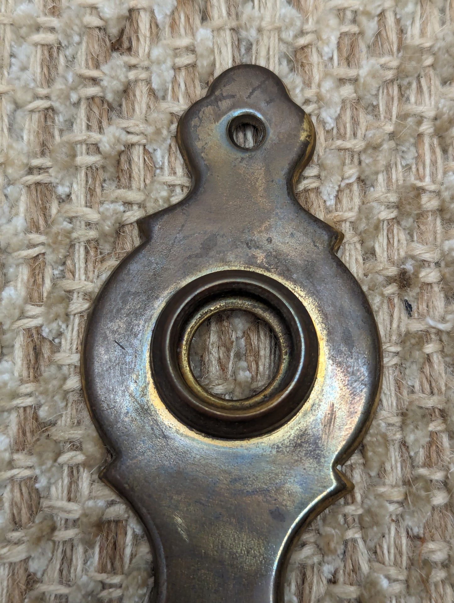 2" x 6 1/8" Antique Stamped Brass Door Knob Plate Hardware