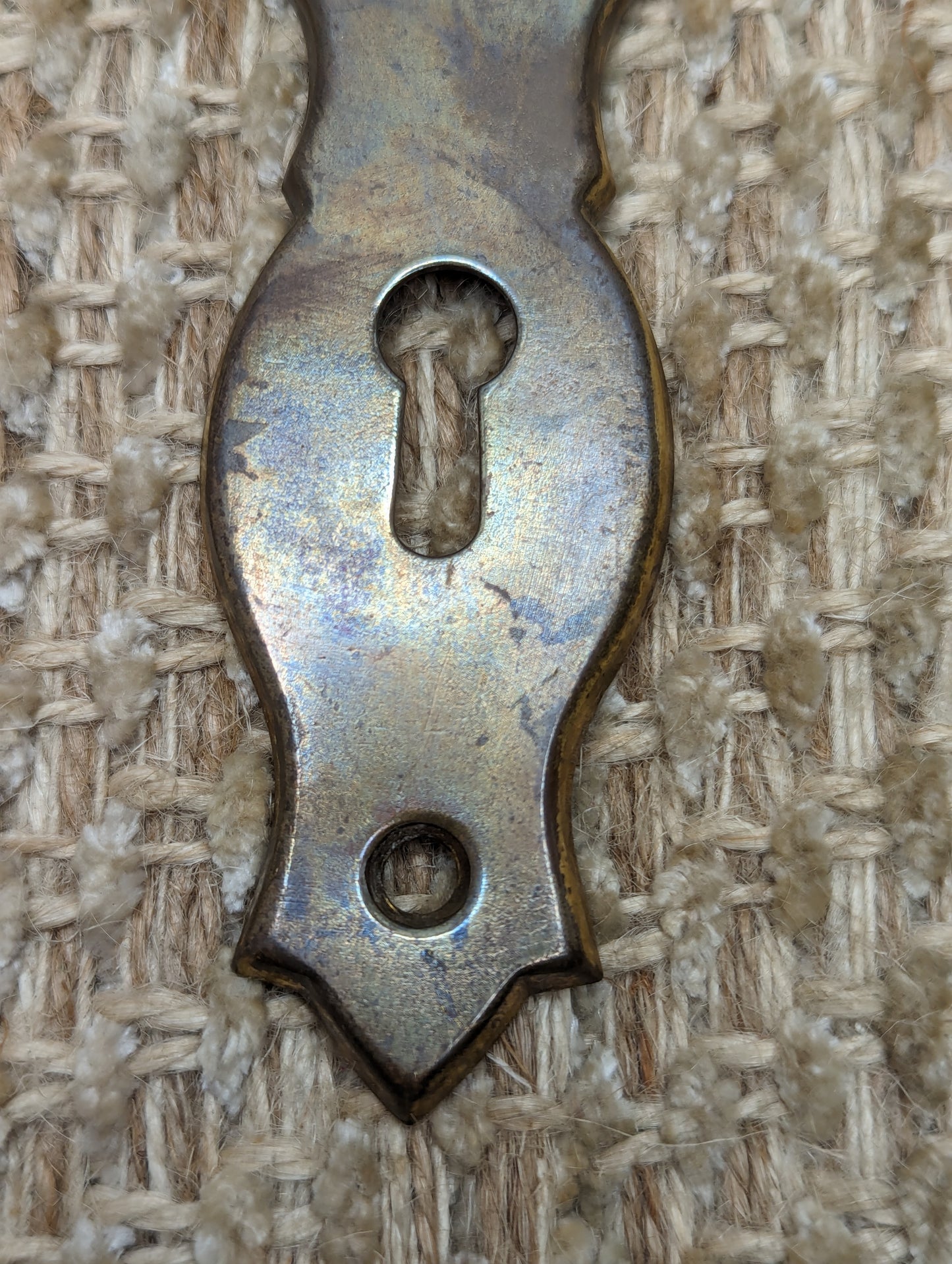 2" x 6 1/8" Antique Stamped Brass Door Knob Plate Hardware