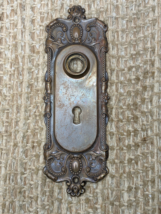 2 3/8" x 7 1/8" Antique P & F Corbin Co "Holland" Brass Door Knob Plate Hardware Circa 1905