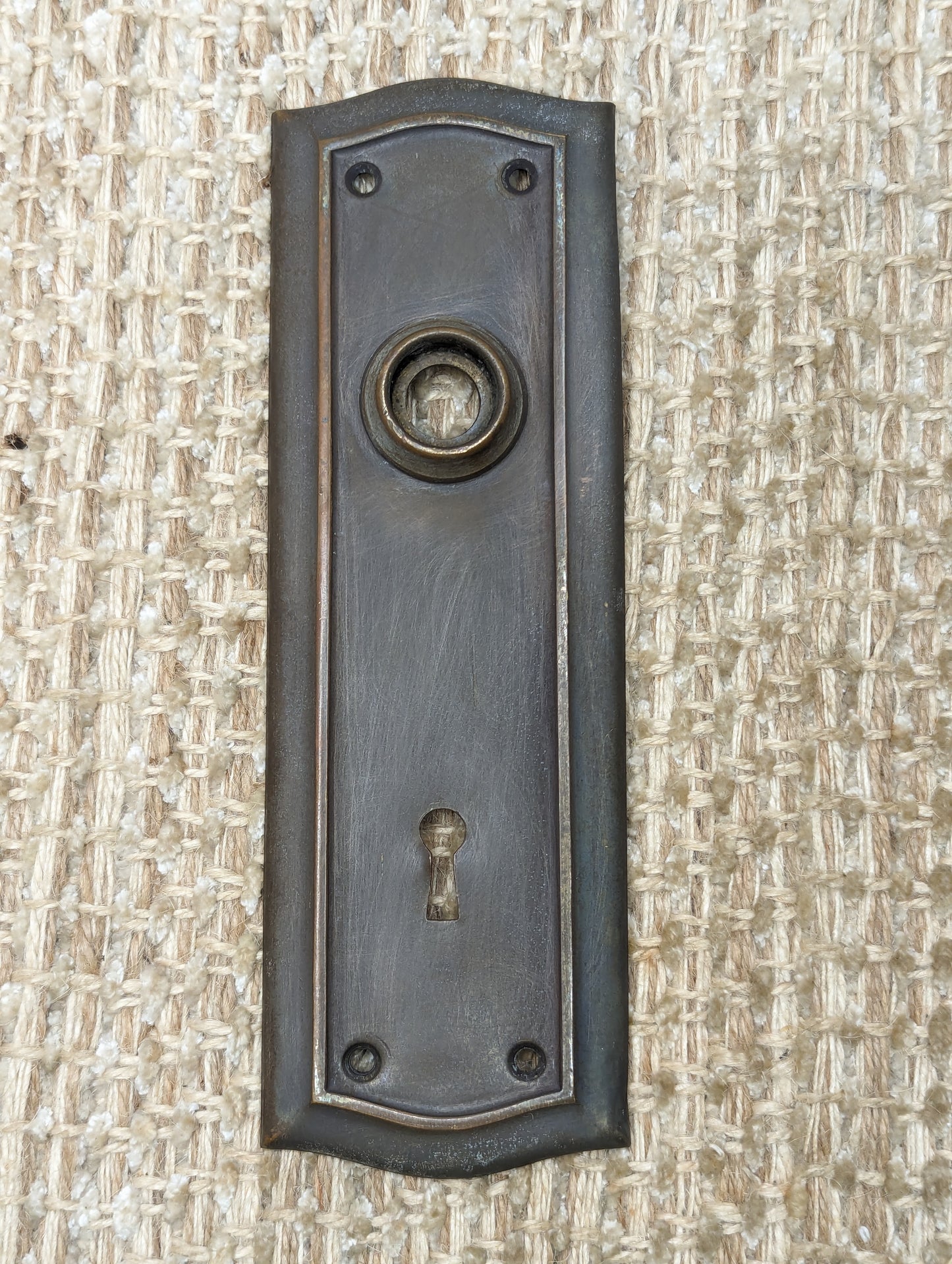 2 1/2" x 7 11/16" Antique Arched Top & Bottom Brass Door Knob Plate Hardware