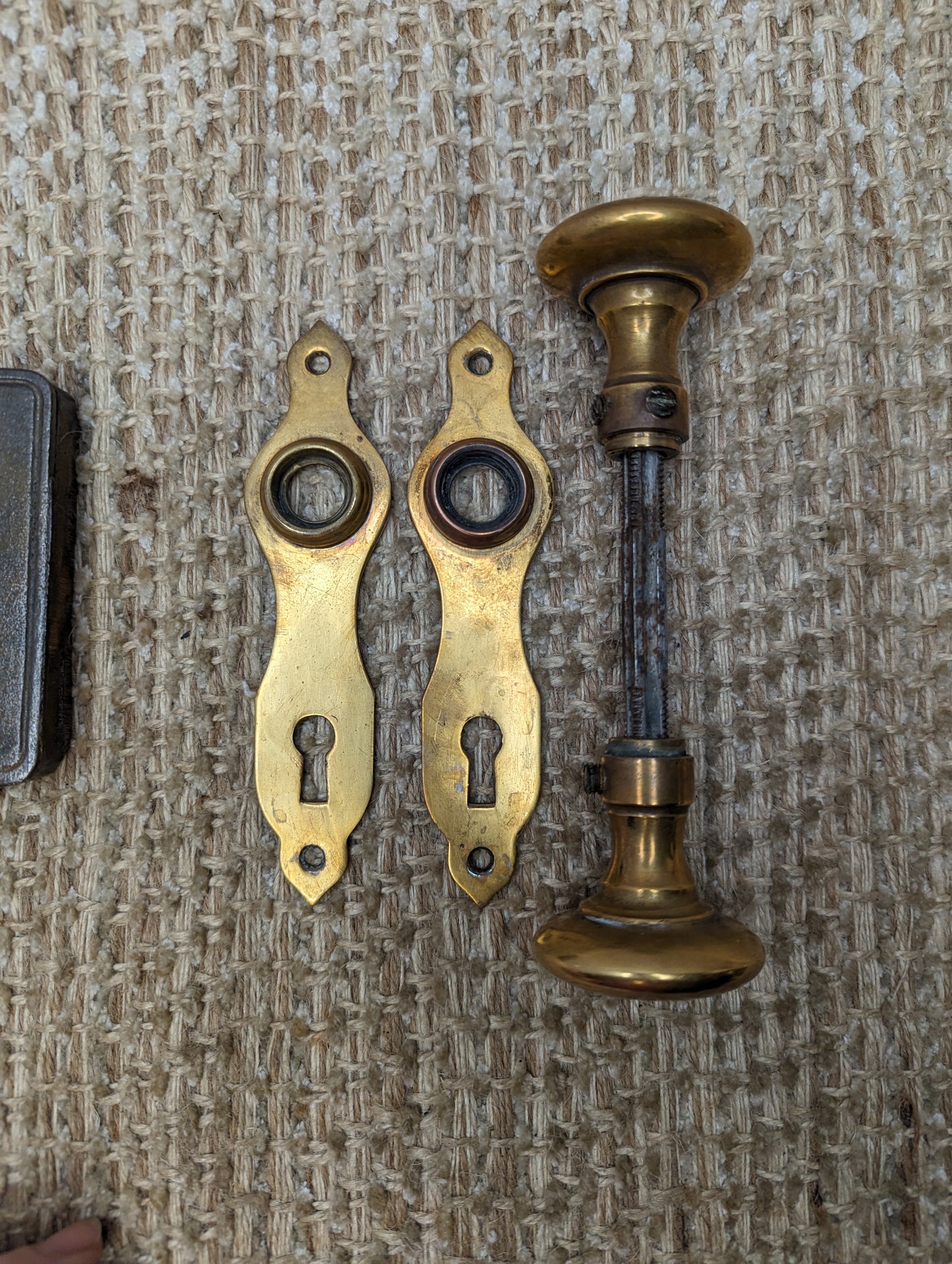 Antique Interior Mortise Lock #2, Brass Door Knobs & Door Knob Plates Set