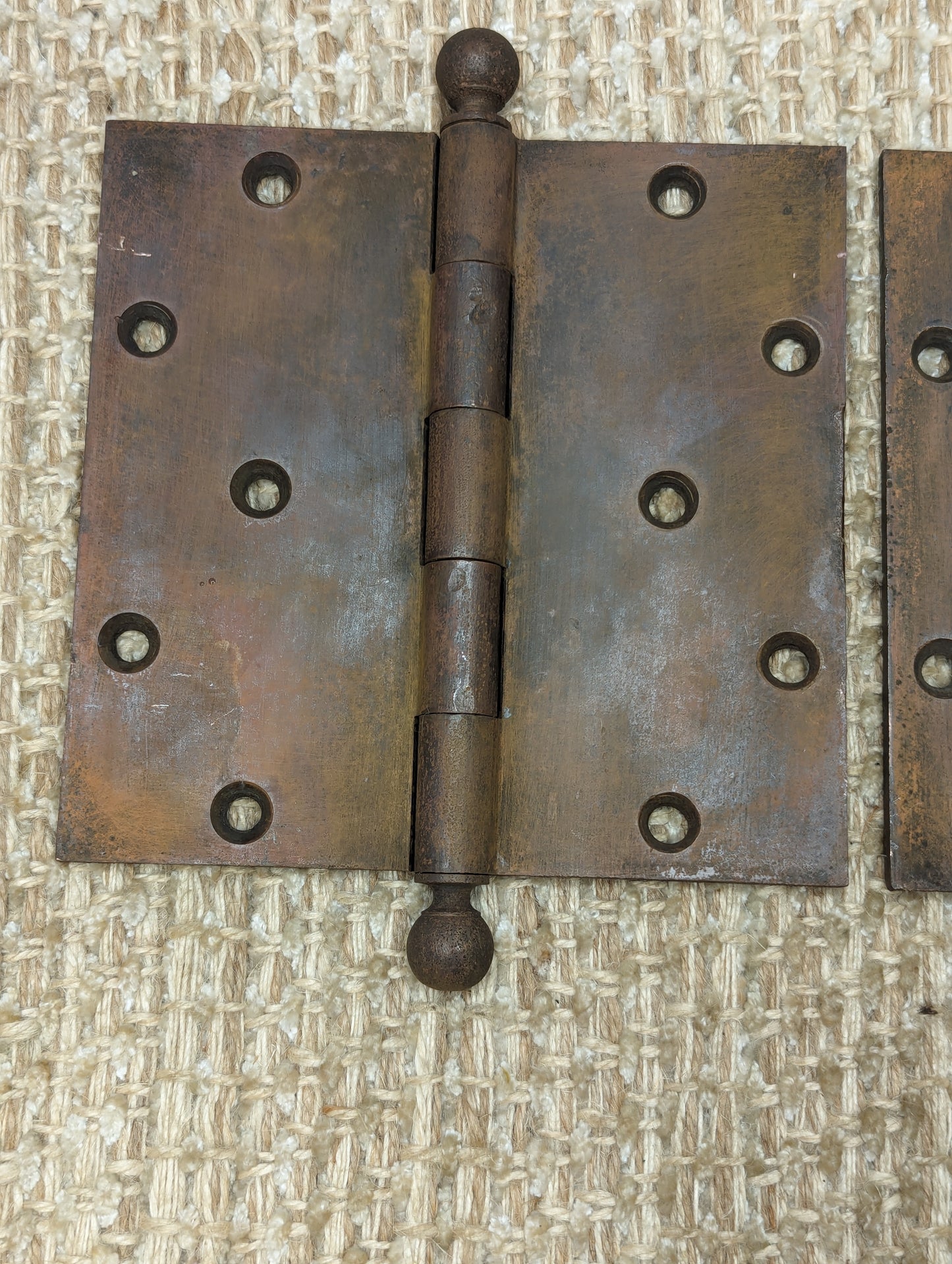 5 1/2" x 5 1/2" Pair Of Antique Y & T Bronze or Brass Ball Tip Door Hinge Door Hardware