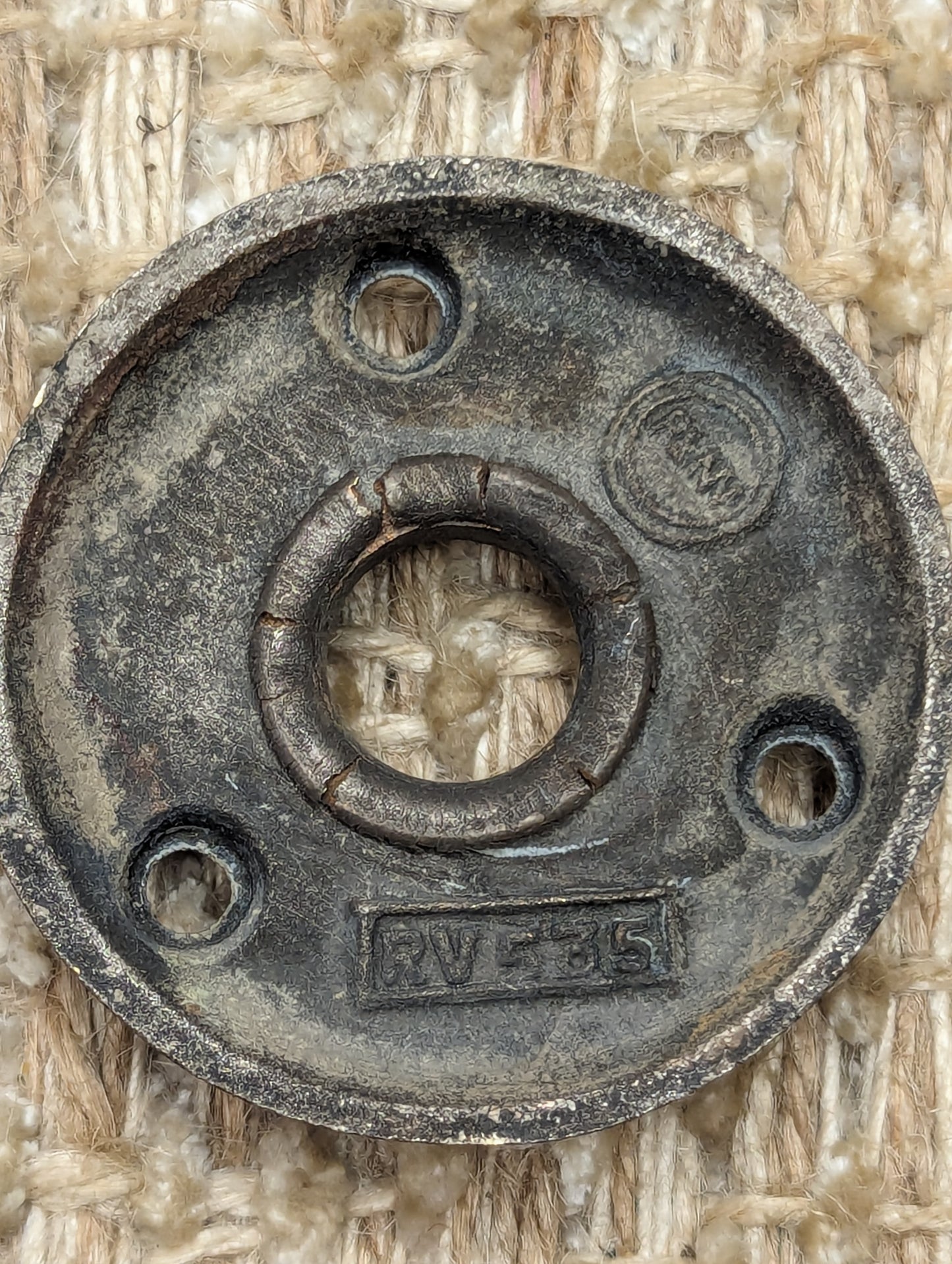 Antique Nickel Plated Cast Brass Reading "Larello" Door Knob, Rosette & Key Hole Cover Circa 1931