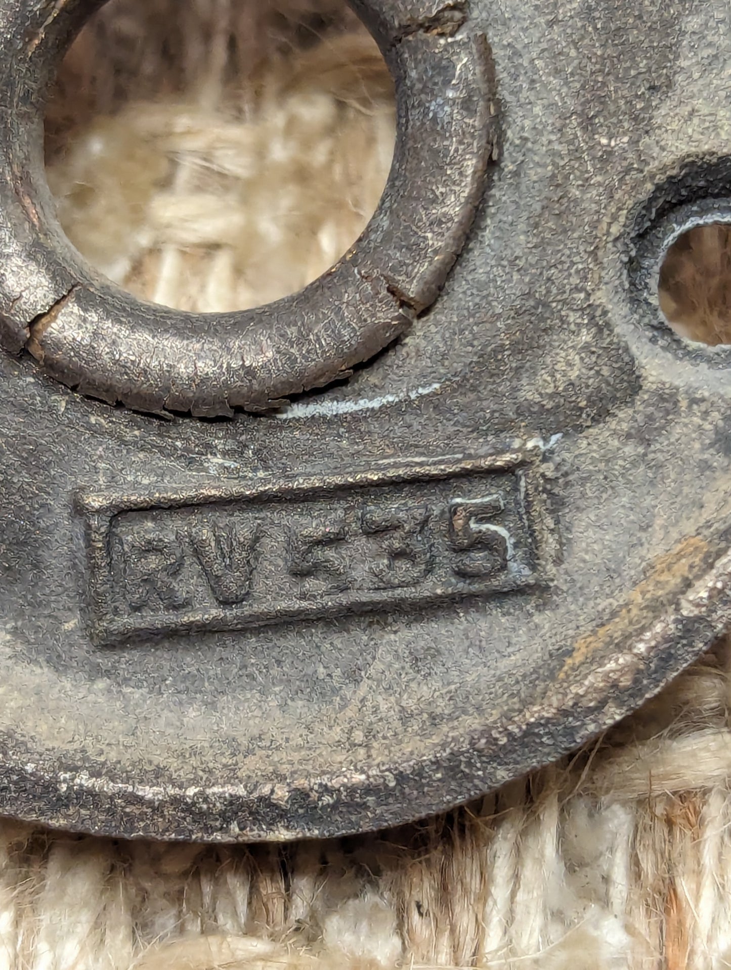 Antique Nickel Plated Cast Brass Reading "Larello" Door Knob, Rosette & Key Hole Cover Circa 1931