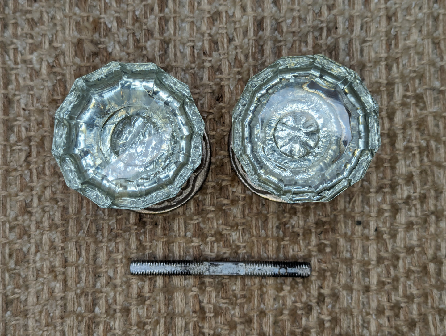 Vintage Reproduction 2 1/2" Glass Door Knobs & Cast Rosettes