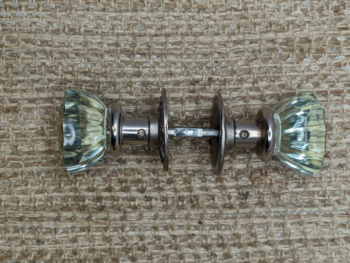 Vintage Reproduction 2 1/2" Glass Door Knobs & Cast Rosettes