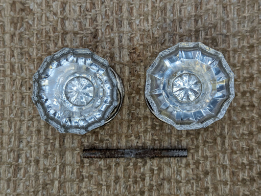 Vintage Reproduction 2 1/2" Glass Door Knobs & Cast Rosettes