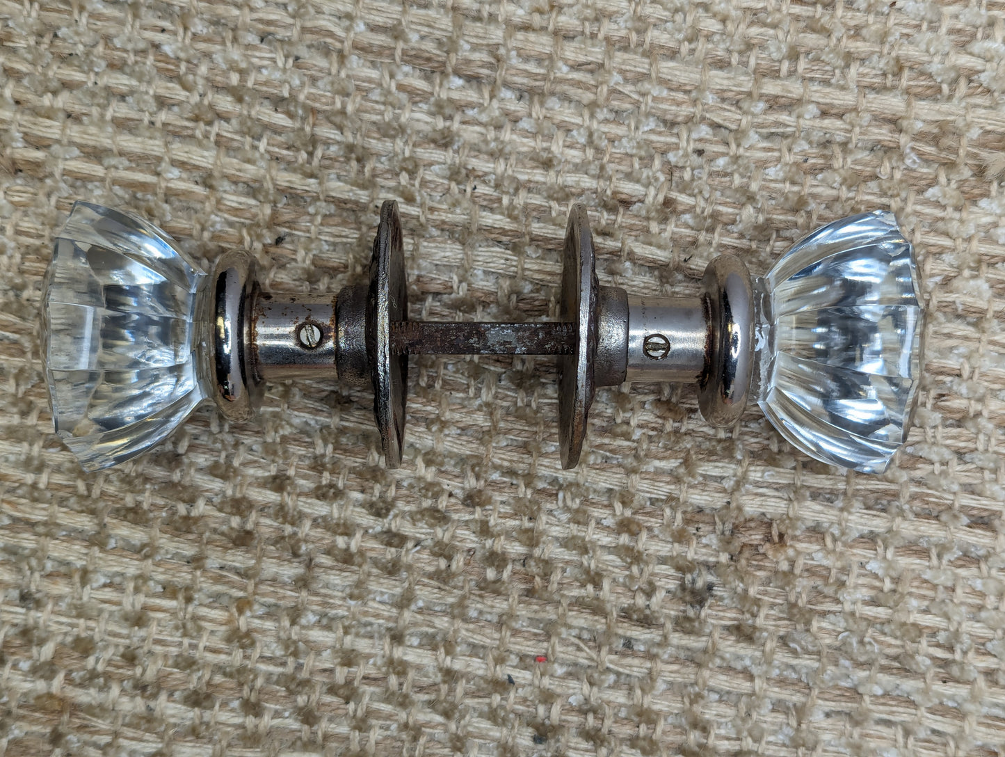 Vintage Reproduction 2 1/2" Glass Door Knobs & Cast Rosettes