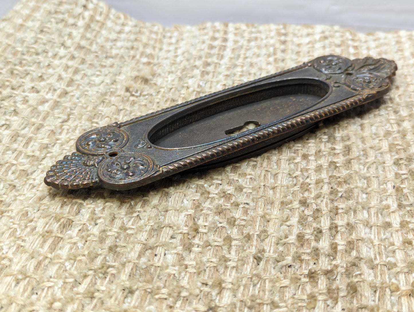 Single Antique Cast Iron Pocket Door Hardware Pull