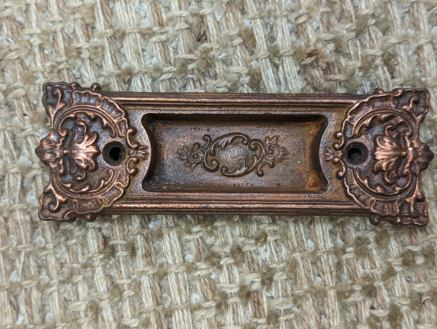 Antique Decorative Cast Iron Recessed Window Sash Lift Pull Hardware #7848