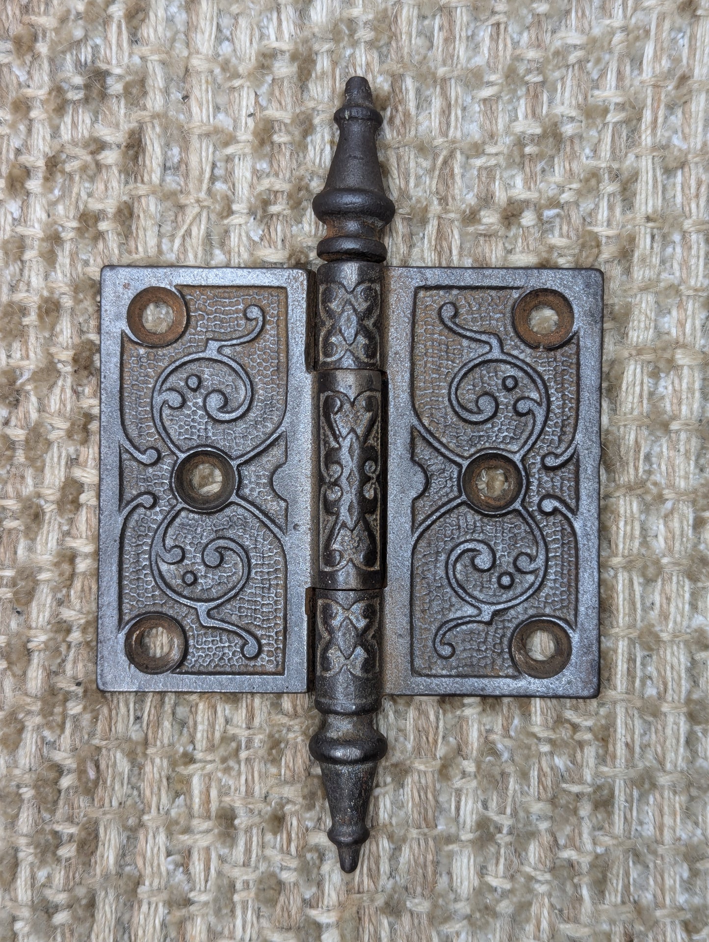 3 1/2" x 3" Antique Decorative Cast Iron Steeple Tip Hinge