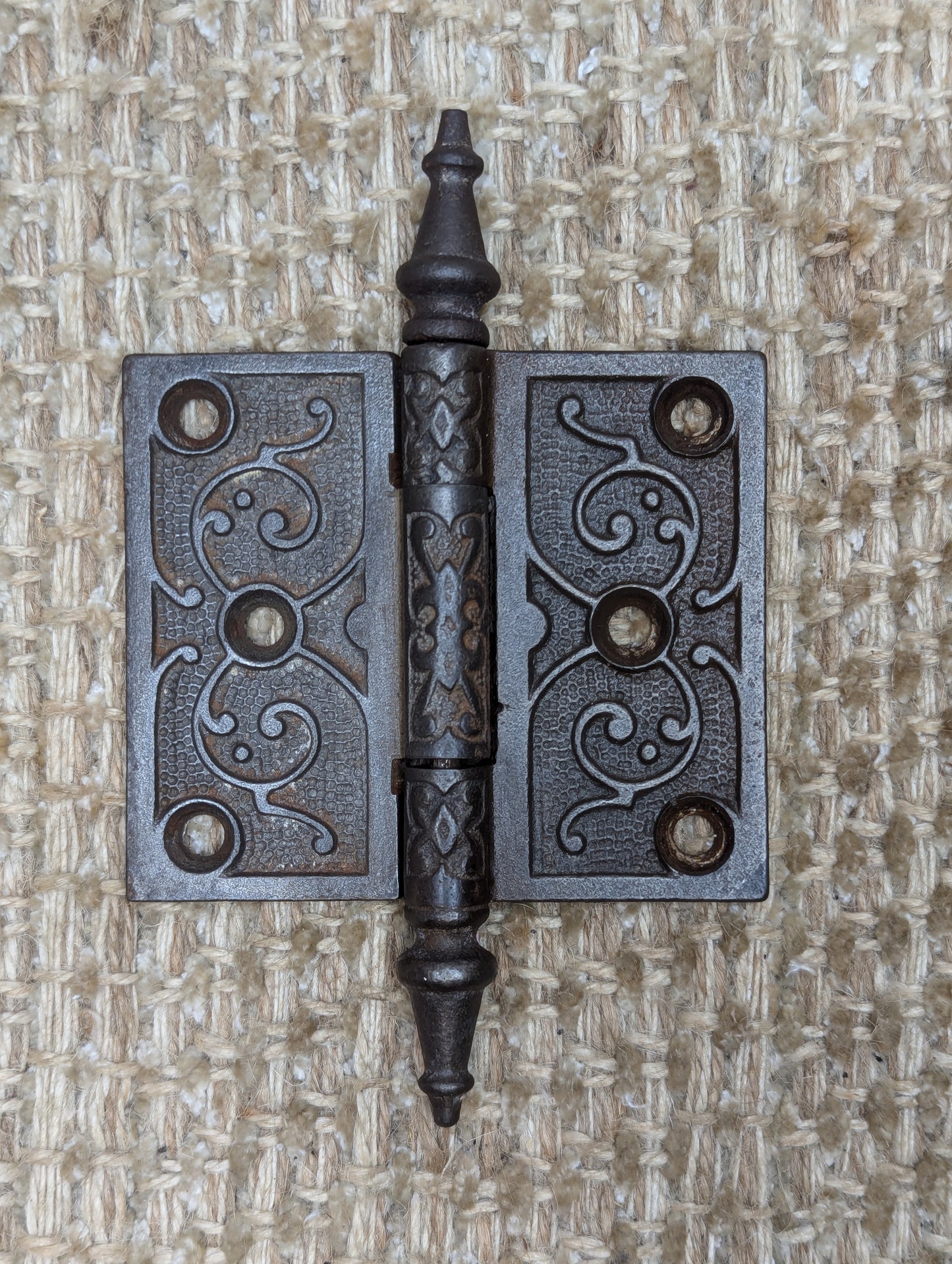 3 1/2" x 3" Antique Decorative Cast Iron Steeple Tip Hinge