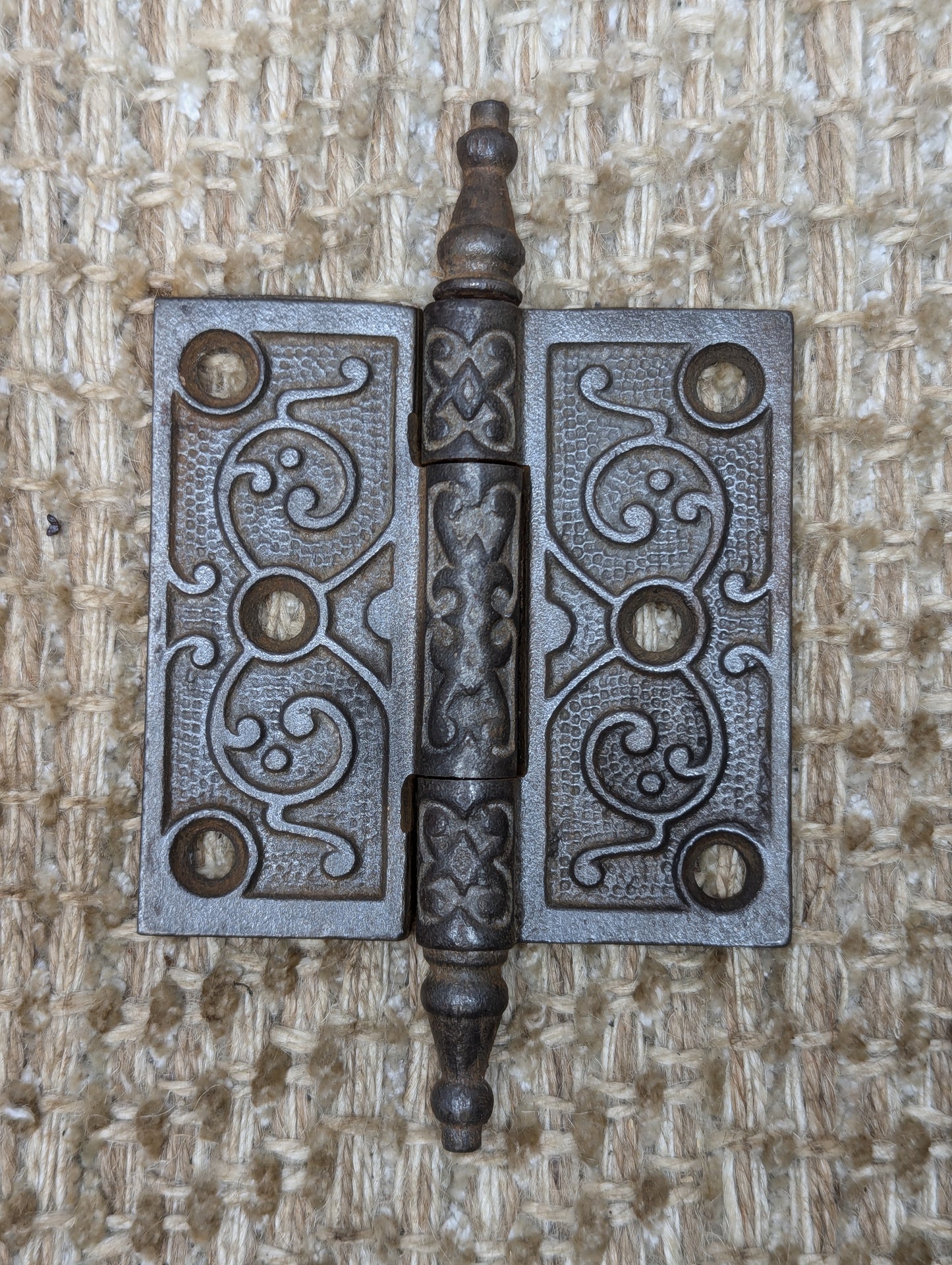 3" x 3" Antique Decorative Cast Iron Steeple Tip Hinge