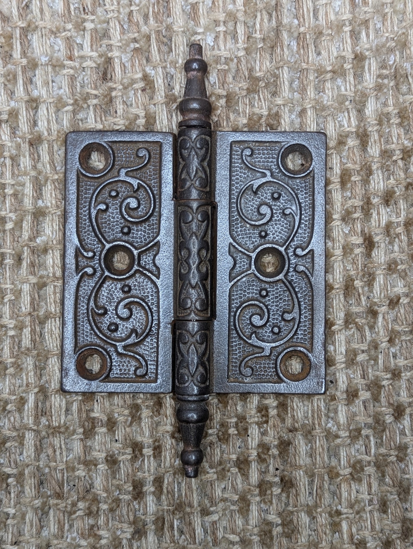 3 1/2" x 3 1/2 " Antique Decorative Cast Iron Steeple Tip Hinge