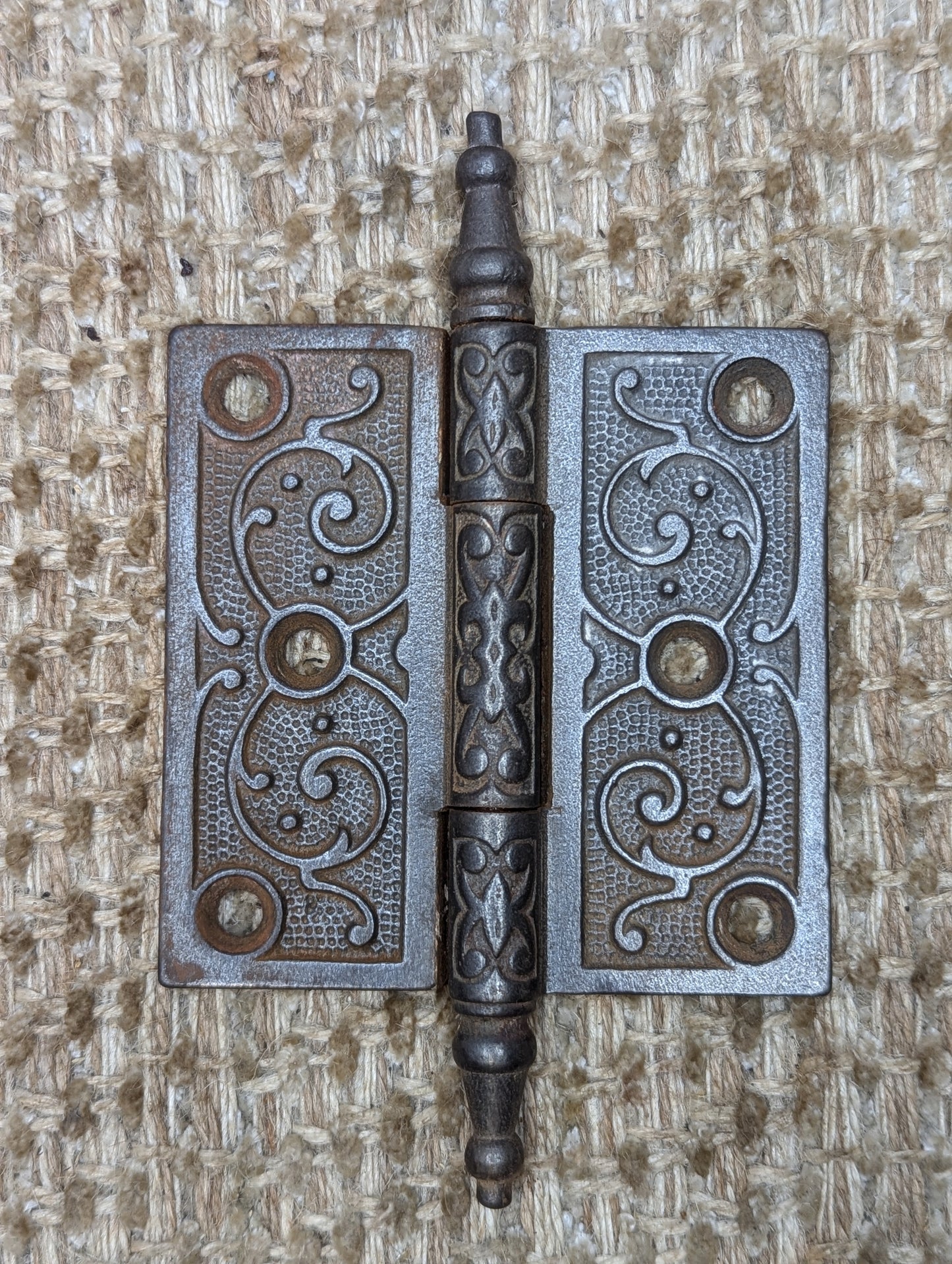 3 1/2" x 3 1/2 " Antique Decorative Cast Iron Steeple Tip Hinge