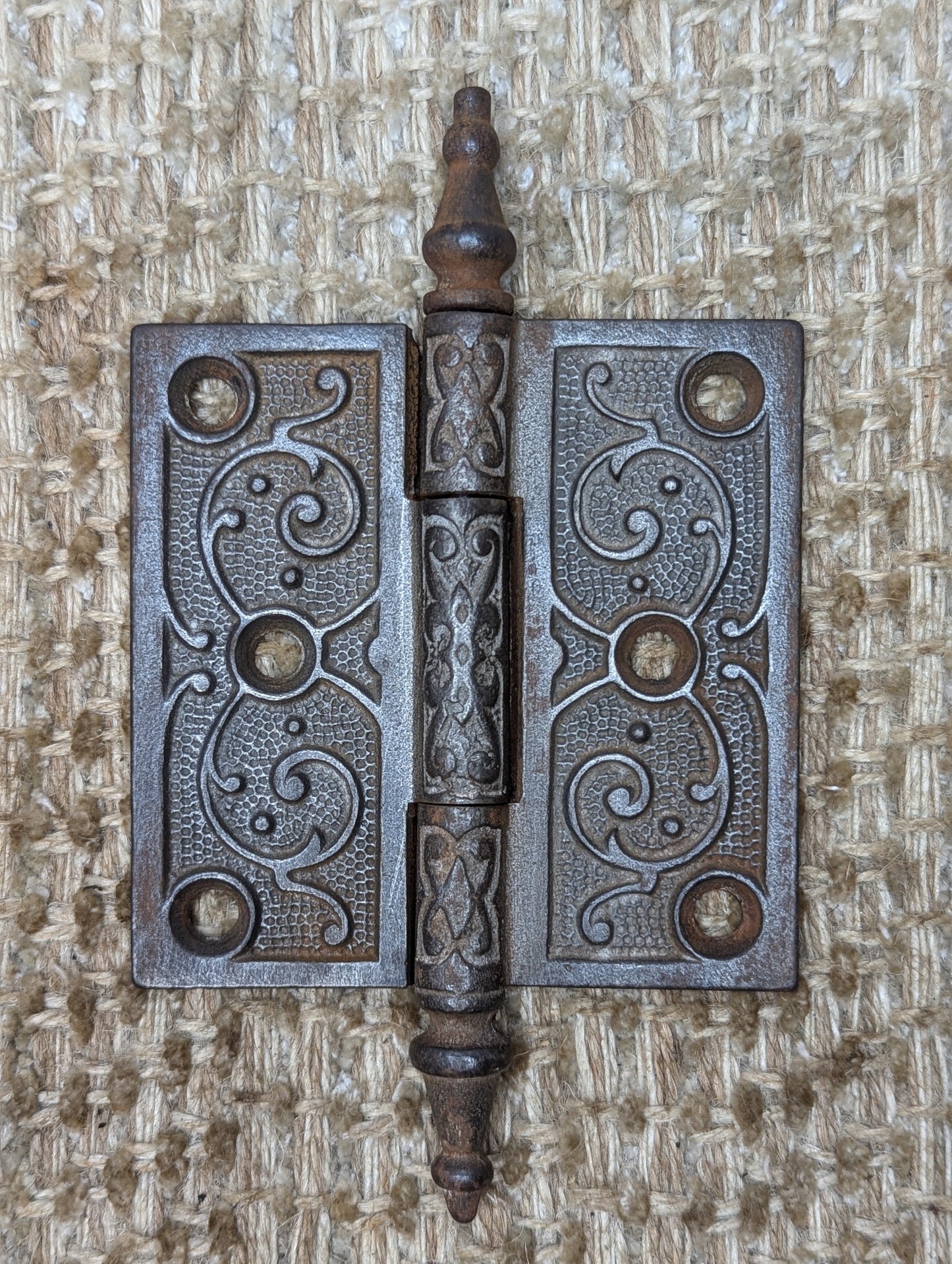 3 1/2" x 3 1/2 " Antique Decorative Cast Iron Steeple Tip Hinge