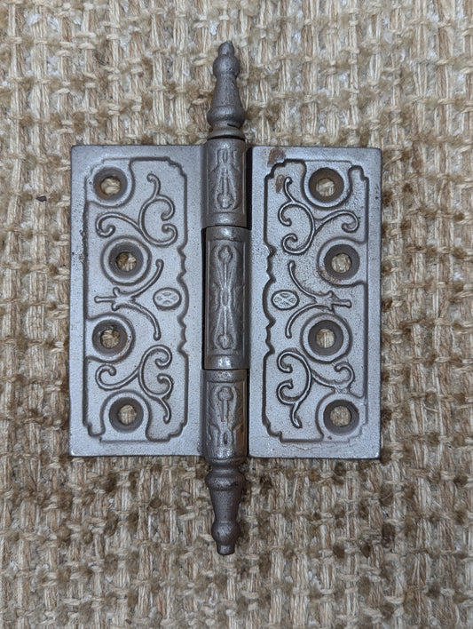 4" x 4" Antique Decorative Cast Iron Steeple Tip Hinge