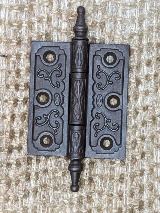 3" x 3 1/2" Antique Decorative Cast Iron Steeple Tip Hinge