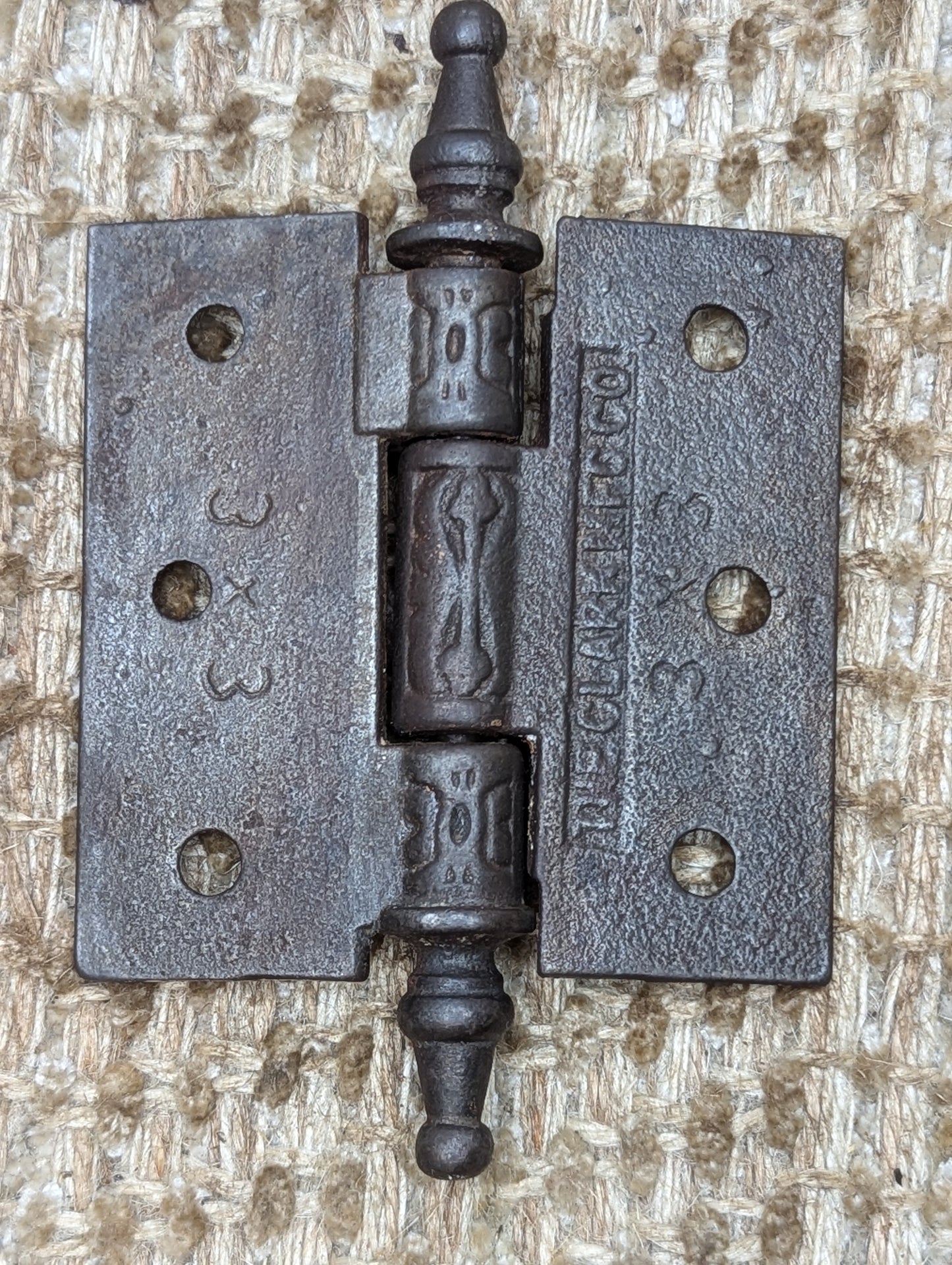 3" x 3" Antique Decorative Cast Iron Steeple Tip The Clark MFG CO Hinge