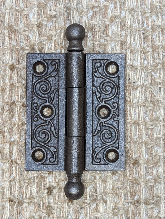 2 1/2" x 3" Antique Decorative Cast Iron Ball Tip Hinge