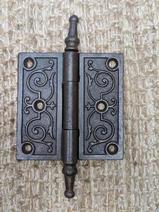 3 1/2" x 3 1/2 " Antique Decorative Cast Iron Steeple Tip Hinge