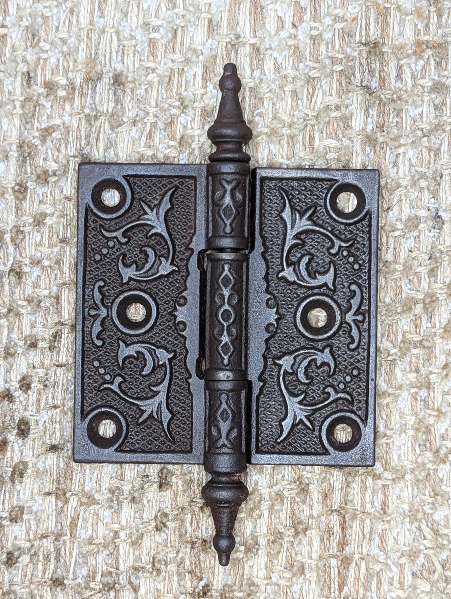 3 1/2" x 3 1/2 " Antique Decorative Cast Iron Steeple Tip Hinge