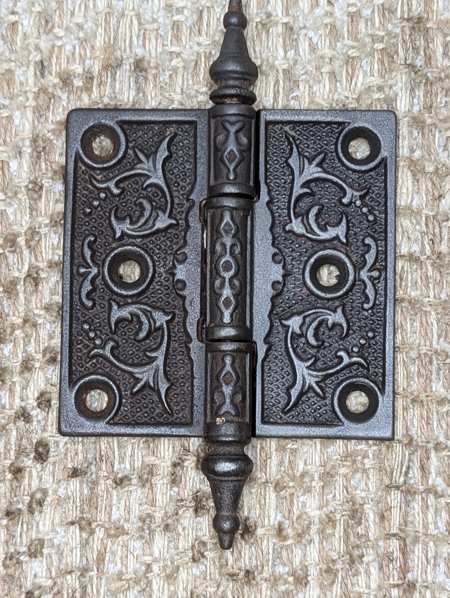 3 1/2" x 3 1/2 " Antique Decorative Cast Iron Steeple Tip Hinge