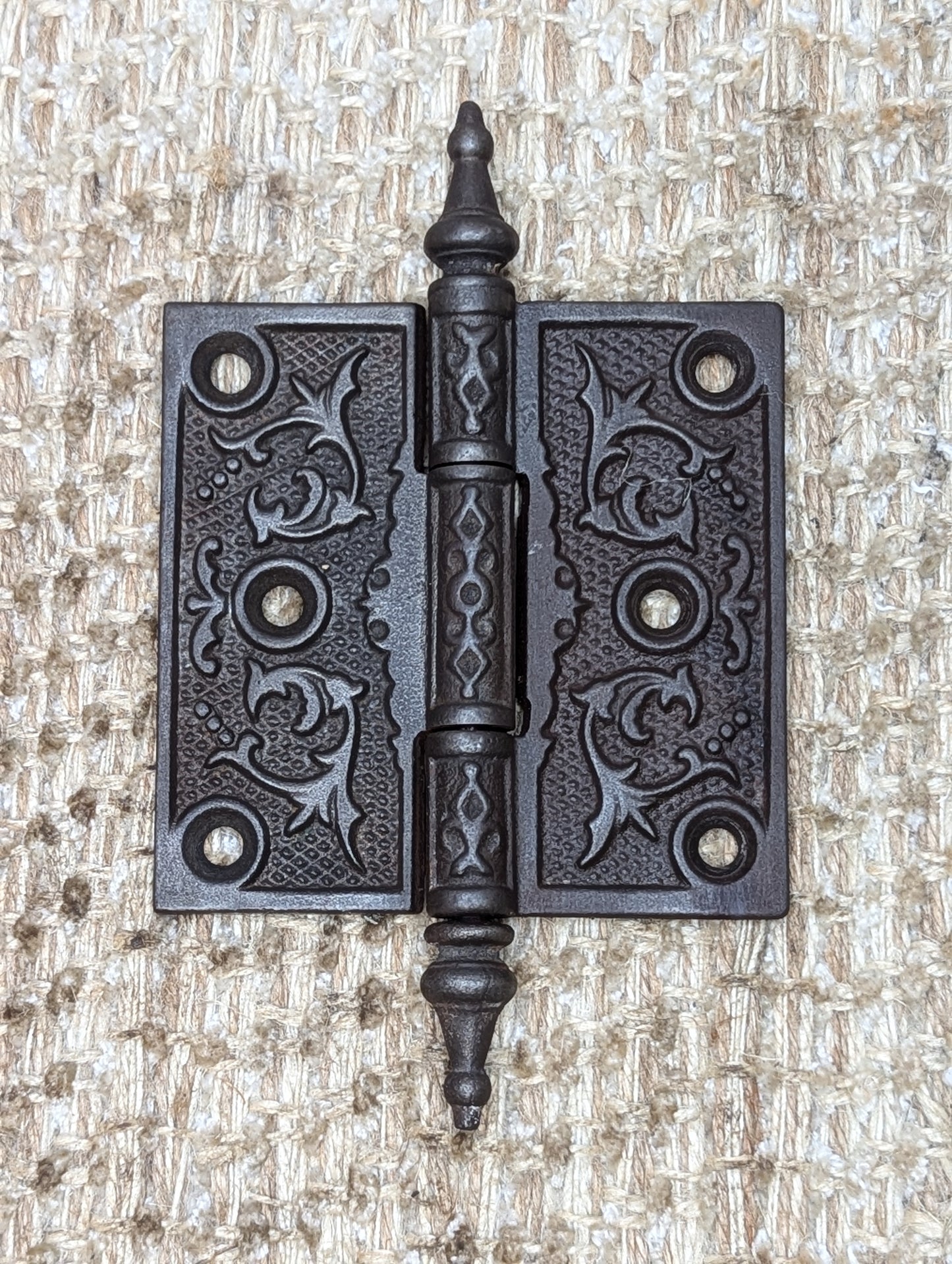 3 1/2" x 3 1/2 " Antique Decorative Cast Iron Steeple Tip Hinge