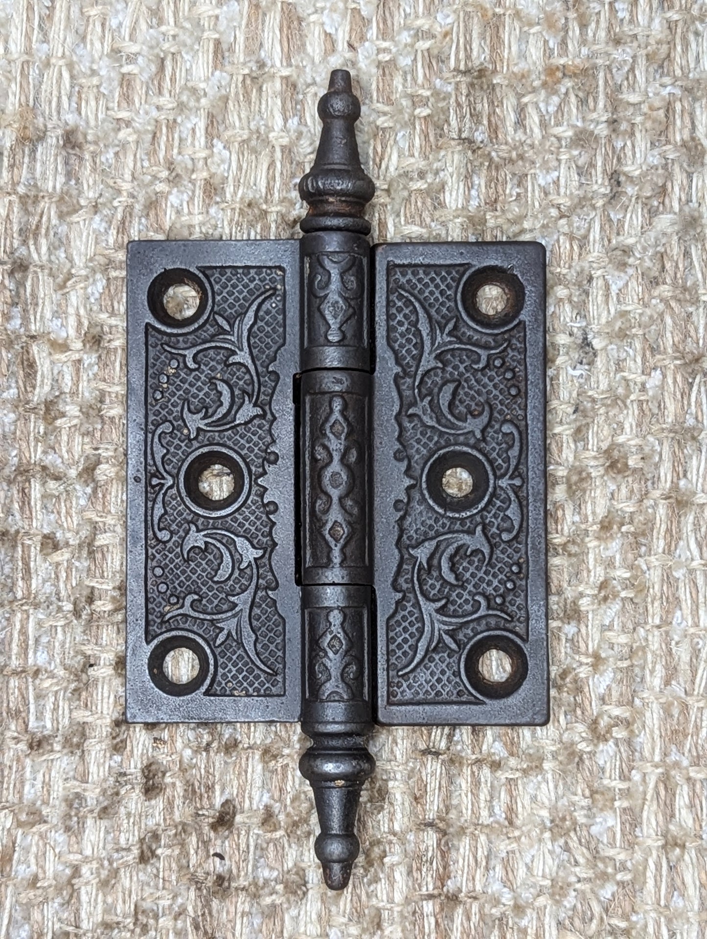 3" x 3 1/2" Antique Decorative Cast Iron Steeple Tip Hinge